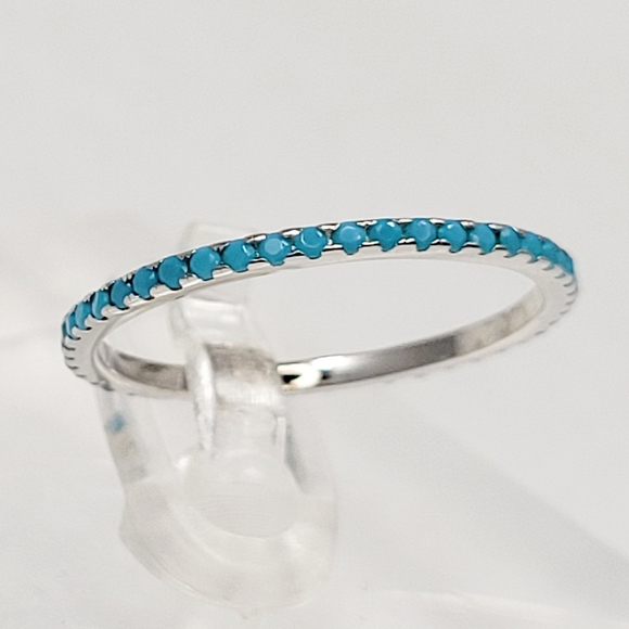 Sterling Silver Turquoise Eternity Band - Picture 7 of 16